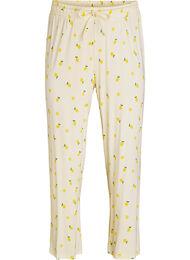 Pyjamabroek in zachte jersey met hoge taille en fruitprint, Geel