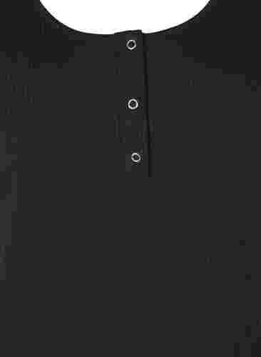 Top met ronde hals in geribbelde stof, Black, Packshot image number 2