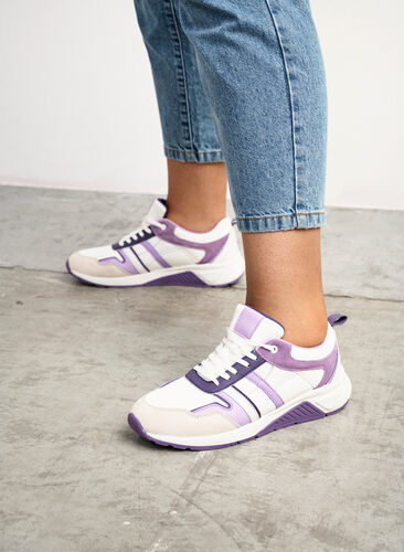 Sneakers met brede pasvorm, White Purple, Image image number 0