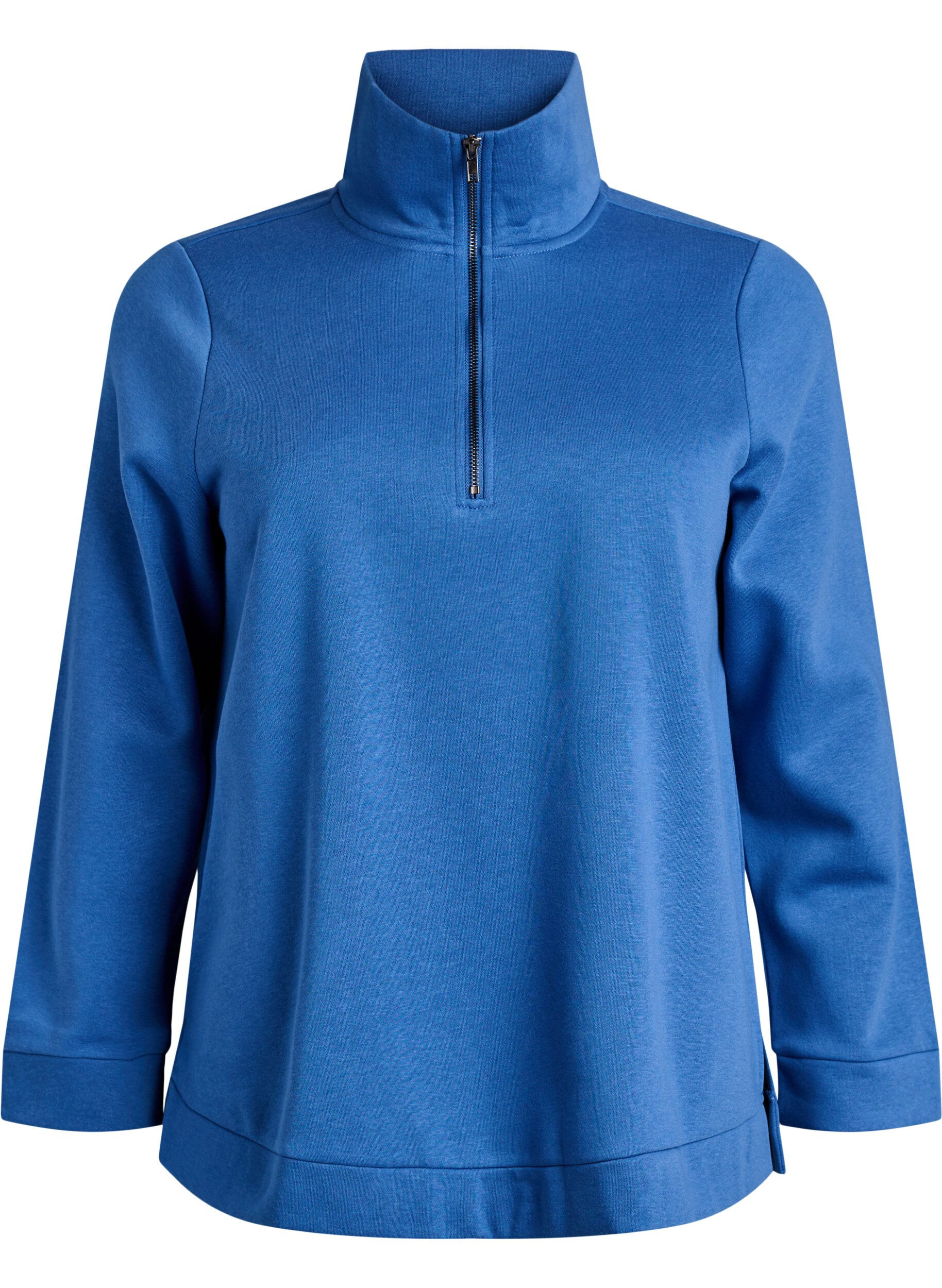 Zizzi Sweatshirt met hoge hals en ritssluiting, Blauw, Packshot image number 0