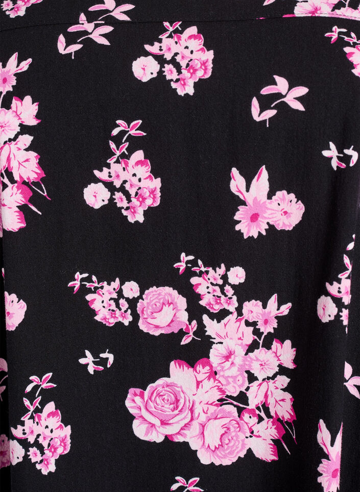 Katoenen jurk met korte mouwen en print, Zwart, Packshot image number 2