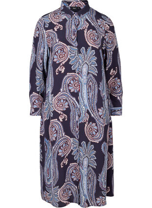Viscose midi-jurk met paisley print, Night Sky AOP, Packshot image number 0
