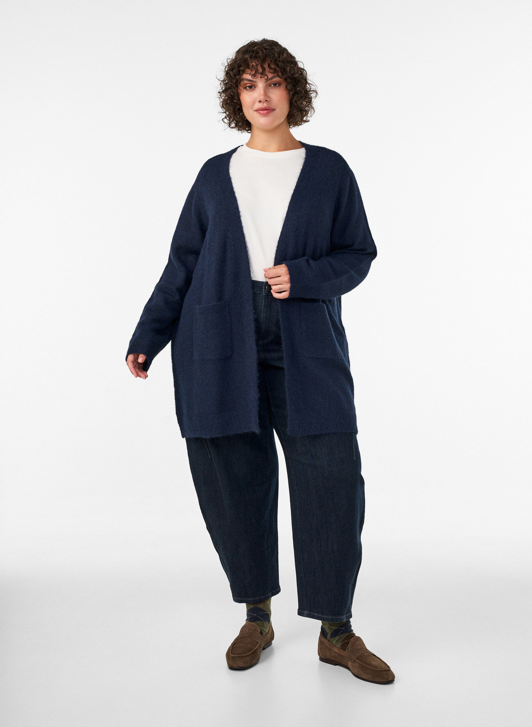 ZizziLang vest met zakken, Blauw, Model image number 1