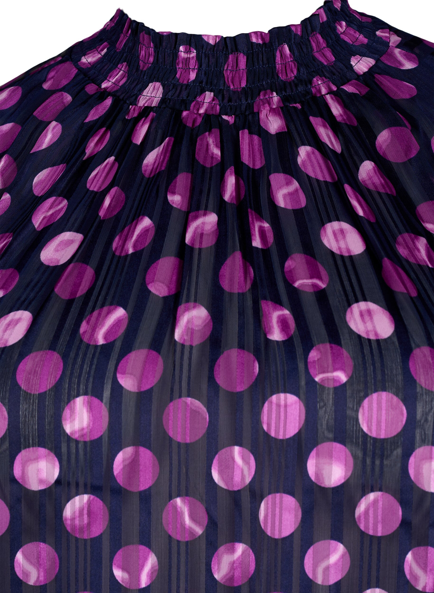 Zizzi  Smock-blouse met korte mouwen en print, Medieval Bl. Dot AOP, Packshot image number 2