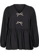 Blouse met parelsstrikken en lange mouwen, Black, Packshot image number 0