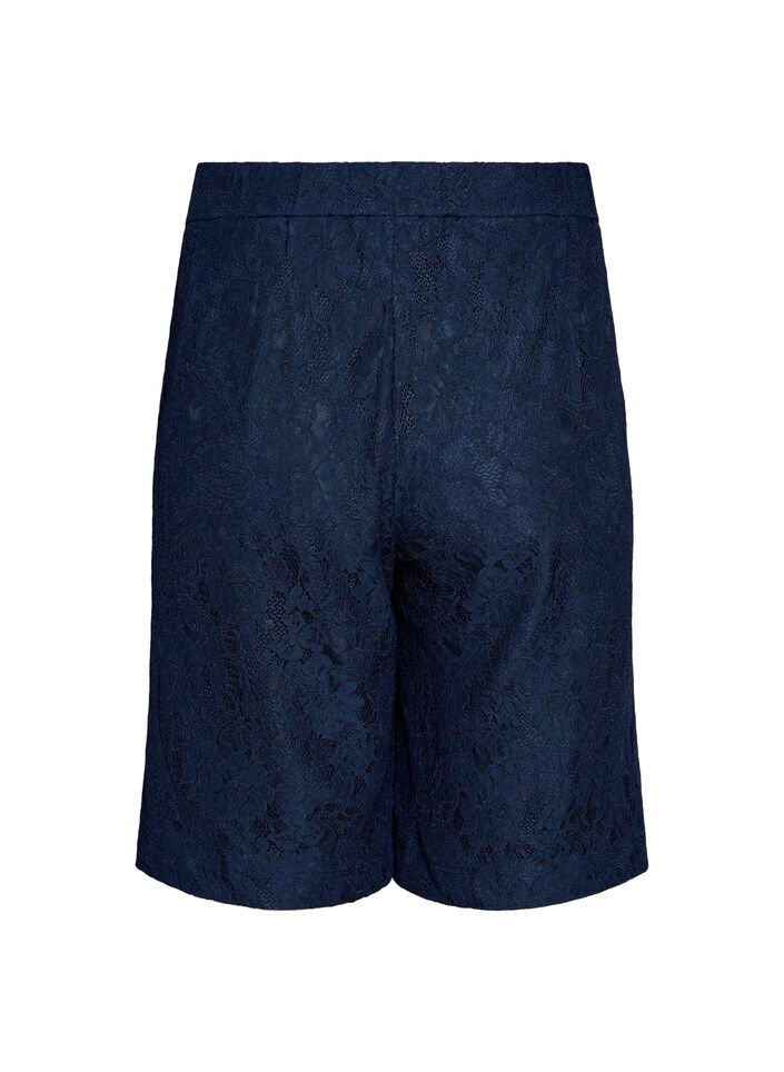 Bermuda shorts van kant met hoge taille, Blauw, Packshot image number 1