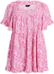 Tuniek met ruches en paisleyprint, Roze