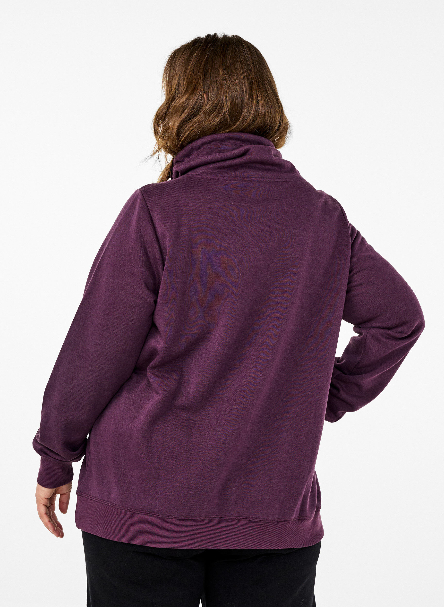 Zizzi FLASH - Sweatshirt met hoge kraag, Plum Perfect, Model image number 1