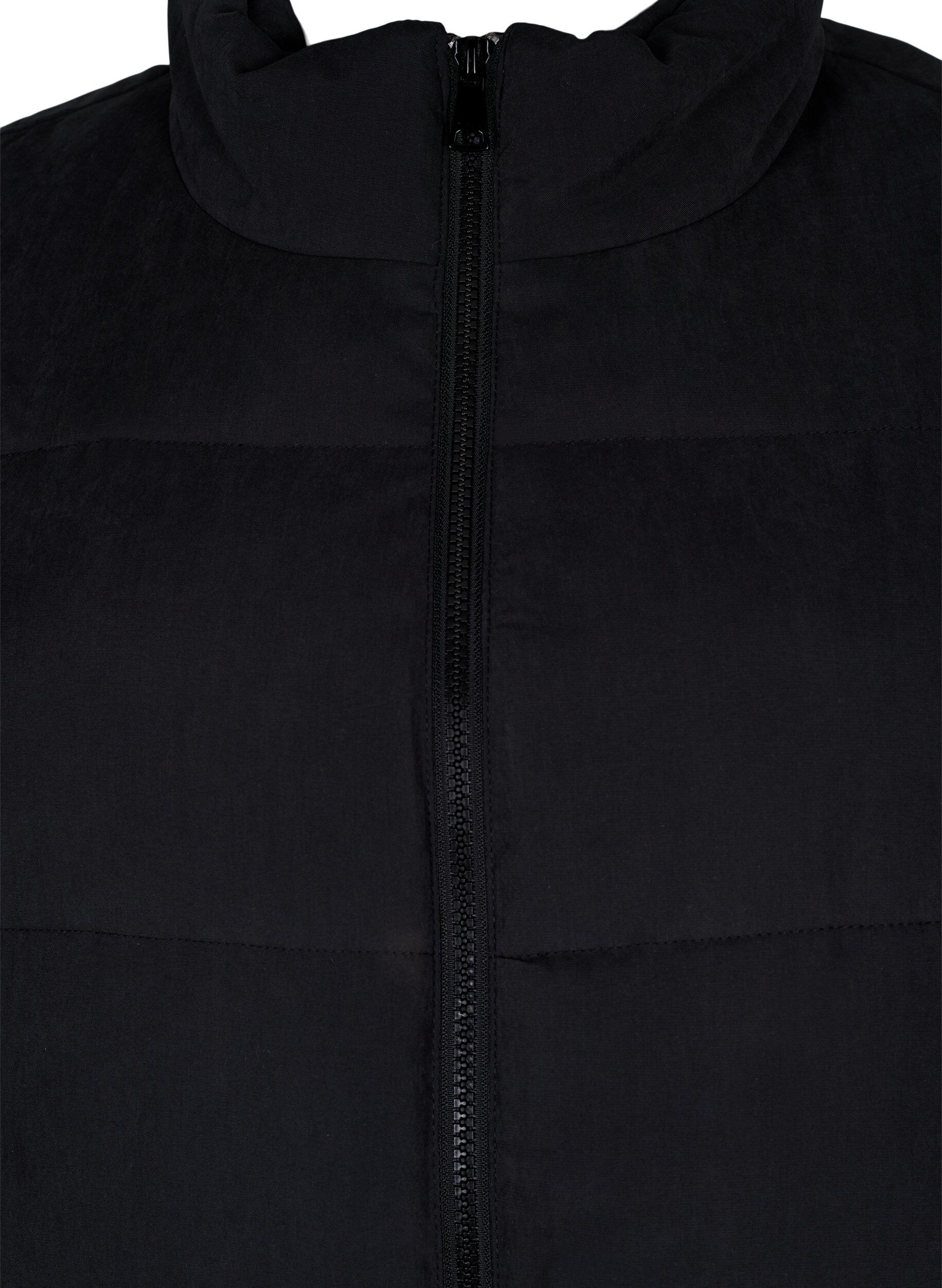 Zizzi Lang vest met hoge kraag en zakken, Black, Packshot image number 2