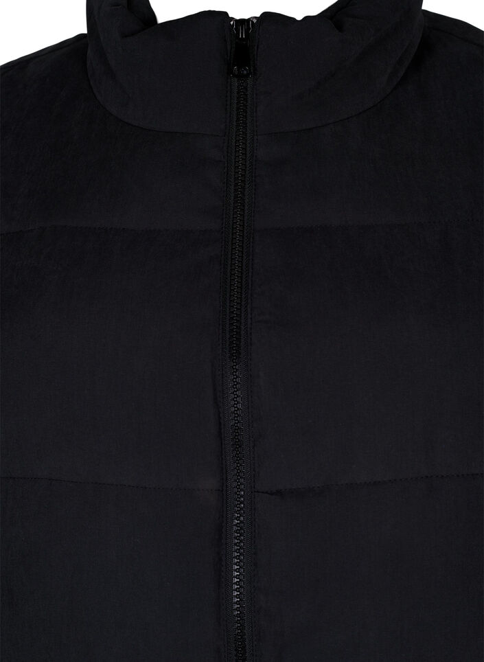 Lang vest met hoge kraag en zakken, Black, Packshot image number 2