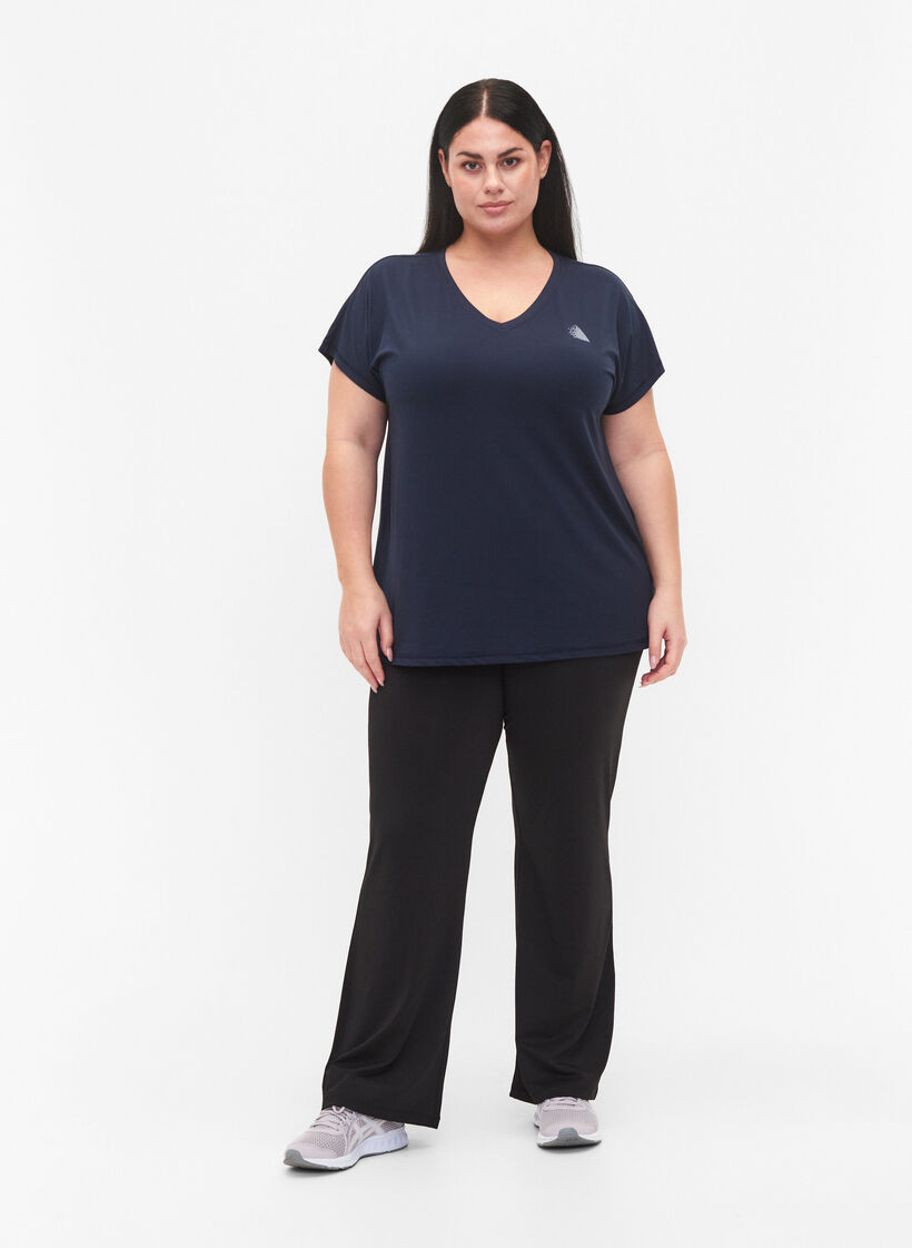 Losvallend trainings-T-shirt met V-hals, Blauw, Model image number 1
