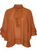 Blouse met striklint en ruches, Bruin, Packshot image number 0