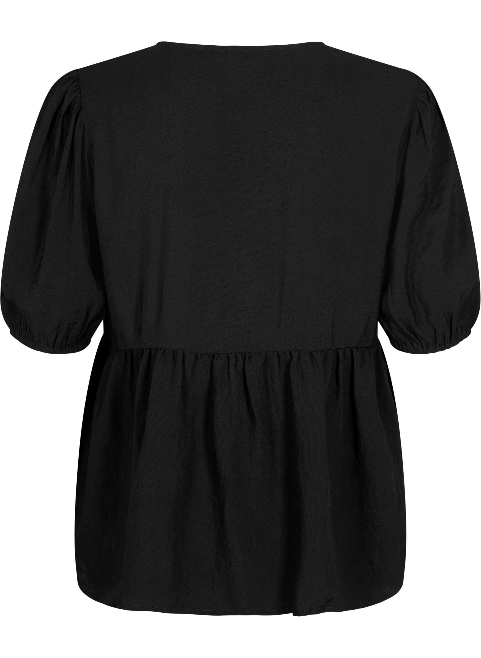 Zizzi Viscose blouse met anglaise borduursel, Black, Packshot image number 1