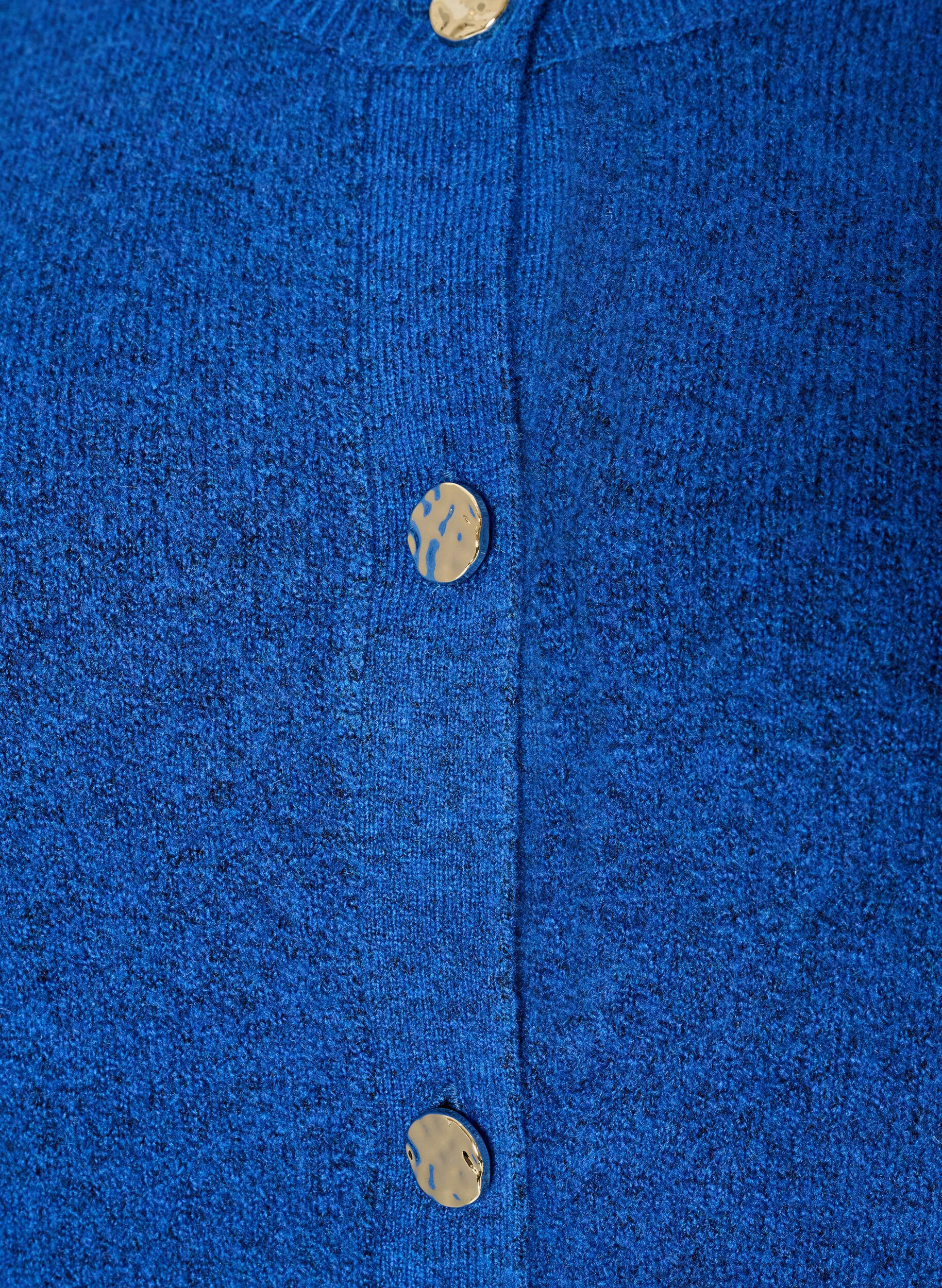 ZizziCardigan in zacht breisel met goudkleurige knopen, Turquoise, Packshot image number 2