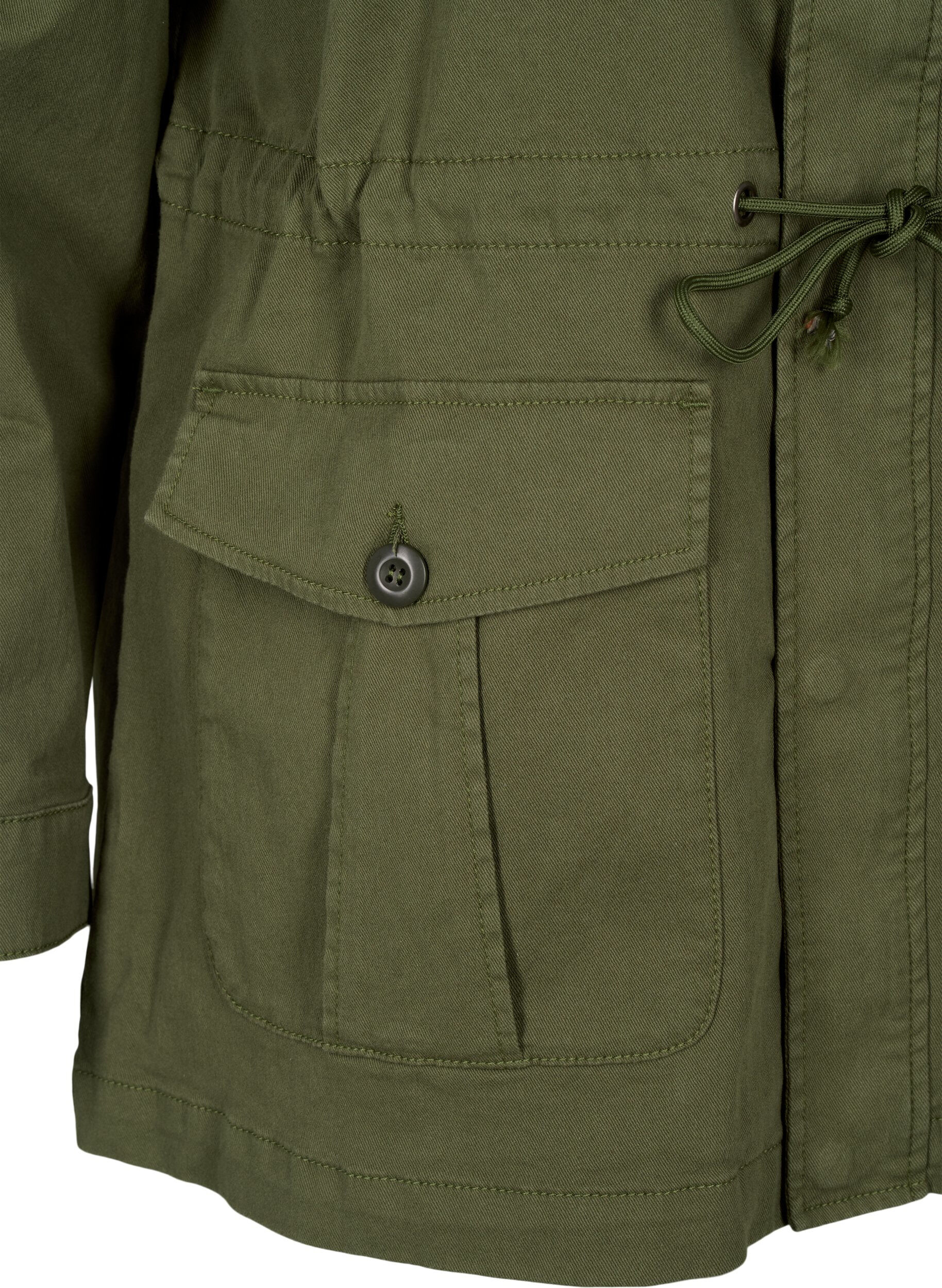 Zizzi Canvas jacket met zakken, Thyme, Packshot image number 3