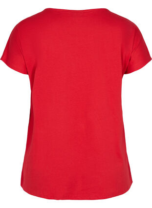 T-shirt met mix van katoen, Tango Red, Packshot image number 1