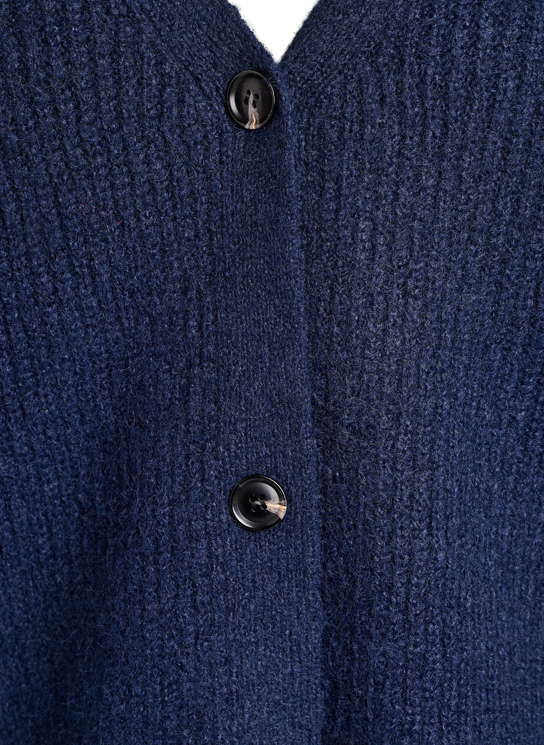 Zizzi V-hals cardigan van breisel, Blauw, Packshot image number 2