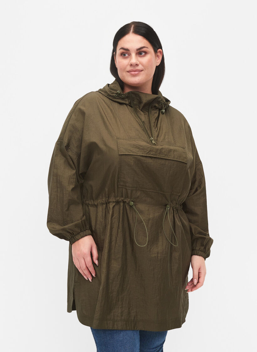 Lange anorak met capuchon en zak, Grape Leaf, Model image number 0