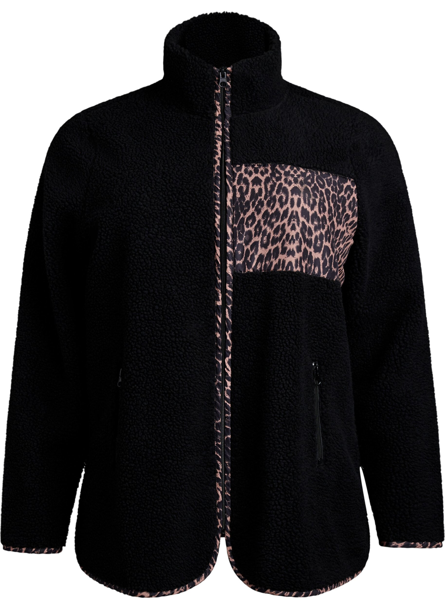 Teddy-fleece jas met luipaarddetails
