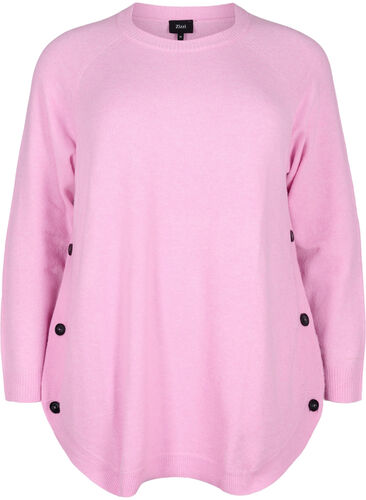 Gemêleerde gebreide blouse met knopen, Lilac Sachet Mel., Packshot image number 0