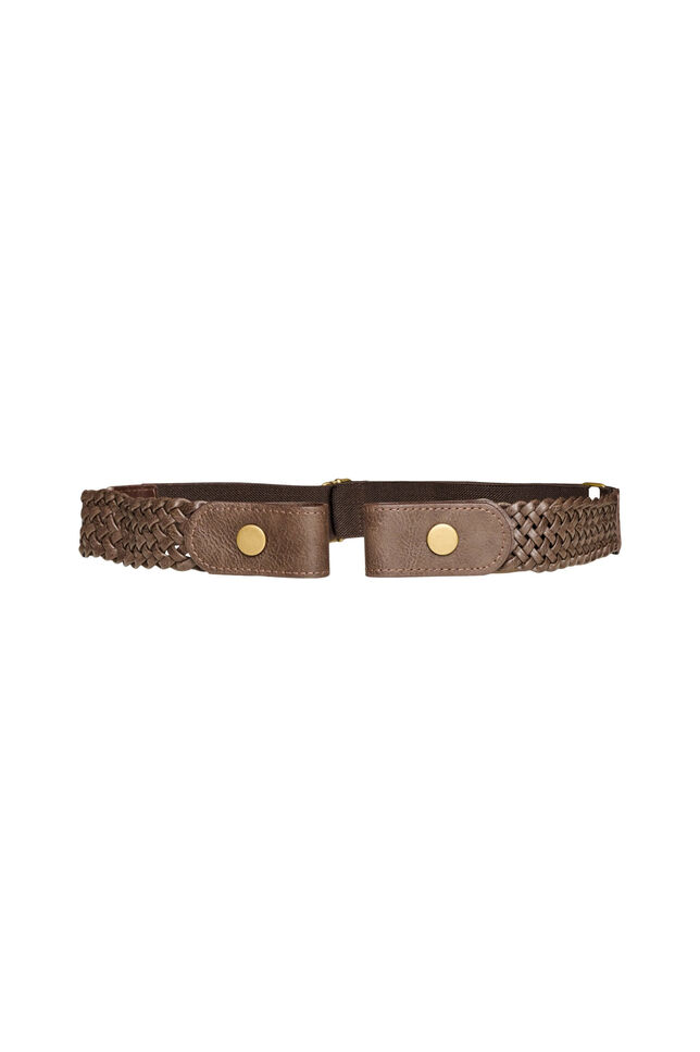 Gevlochten elastische riem, Bruin, Packshot image number 0