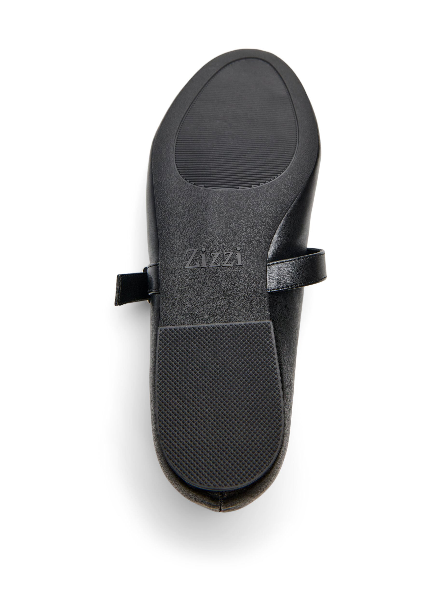 Zizzi Ballerina van imitatieleer met bandje, Zwart, Packshot image number 4
