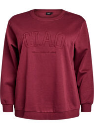 Sweatshirt met geborduurd Milaan-motief, Donker Bordeaux