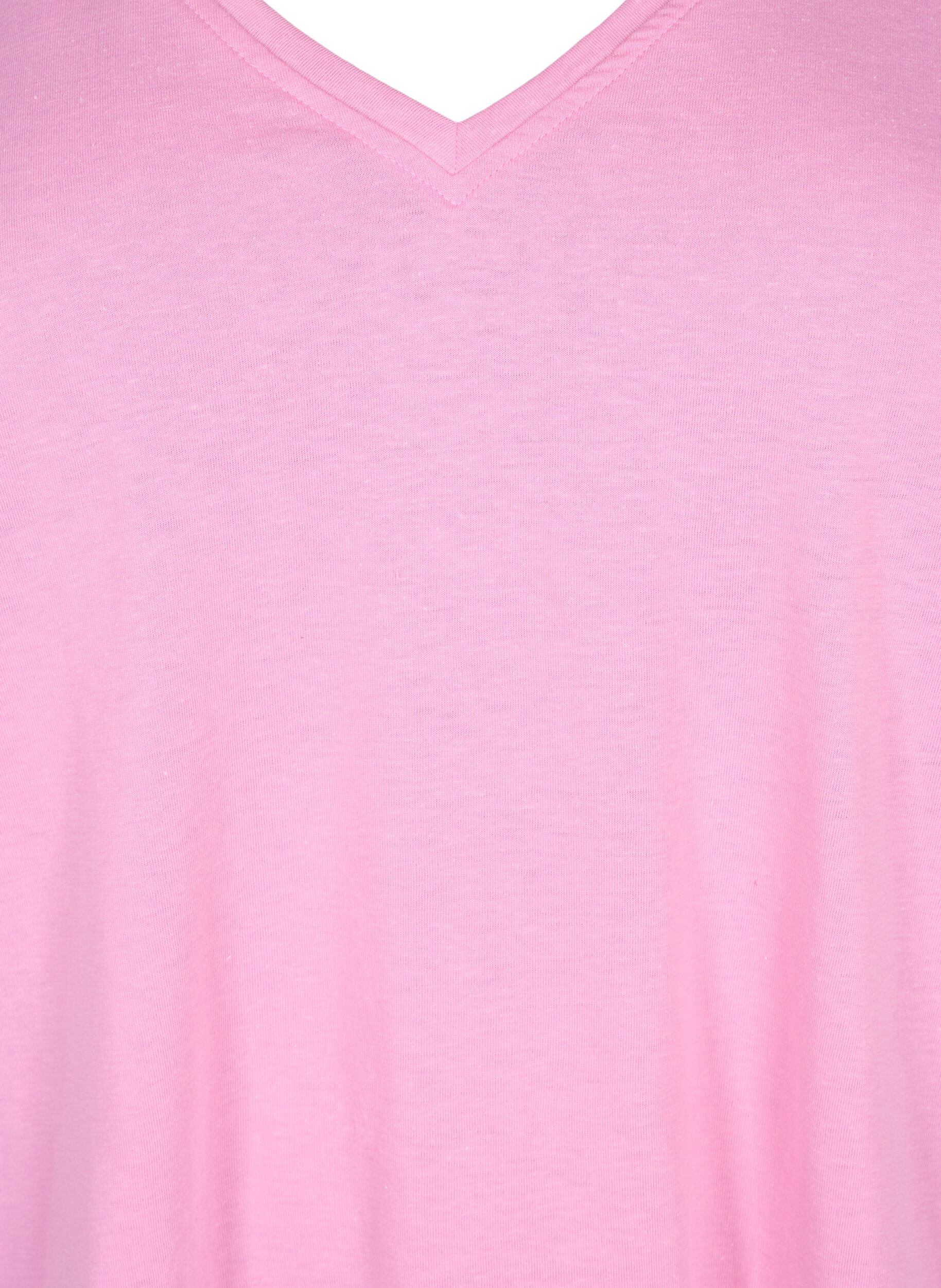 Zizzi FLASH - T-shirt met v-hals, Begonia Pink, Packshot image number 2