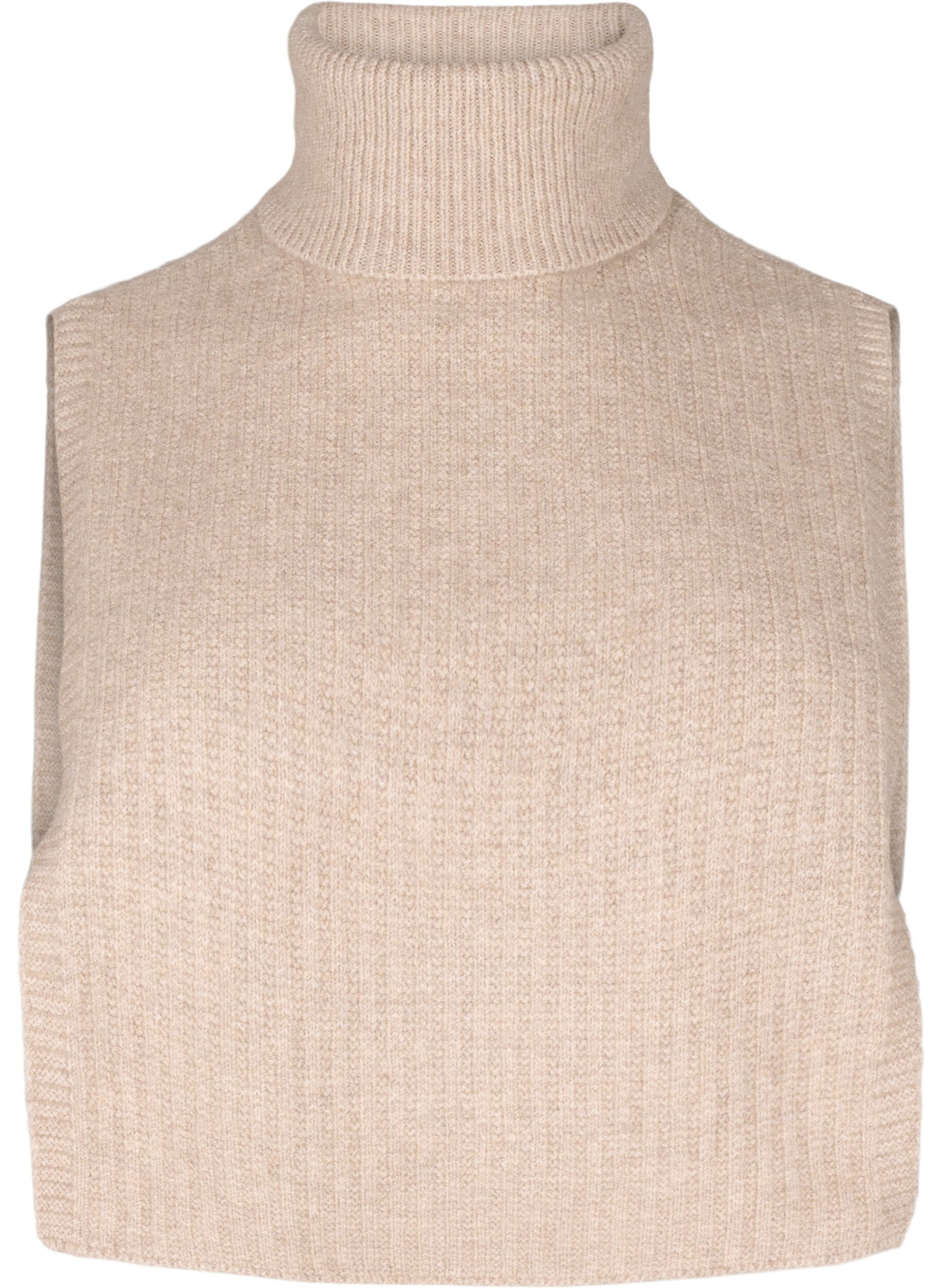 Zizzi Ribgebreide nekwarmer, Silver Mink, Packshot image number 0