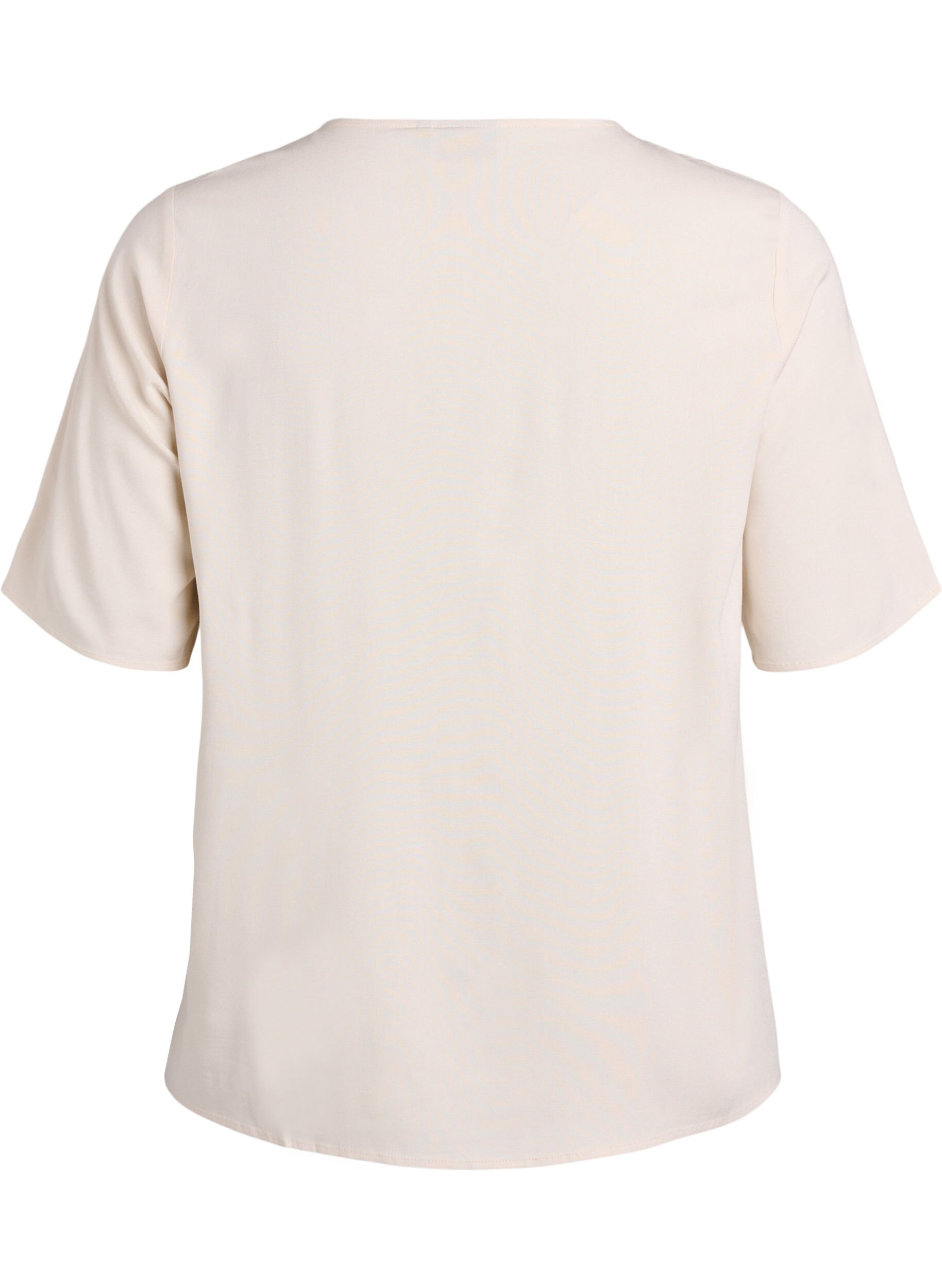 Zizzi Geweven blouse met korte mouwen en ronde hals, Beige, Packshot image number 1