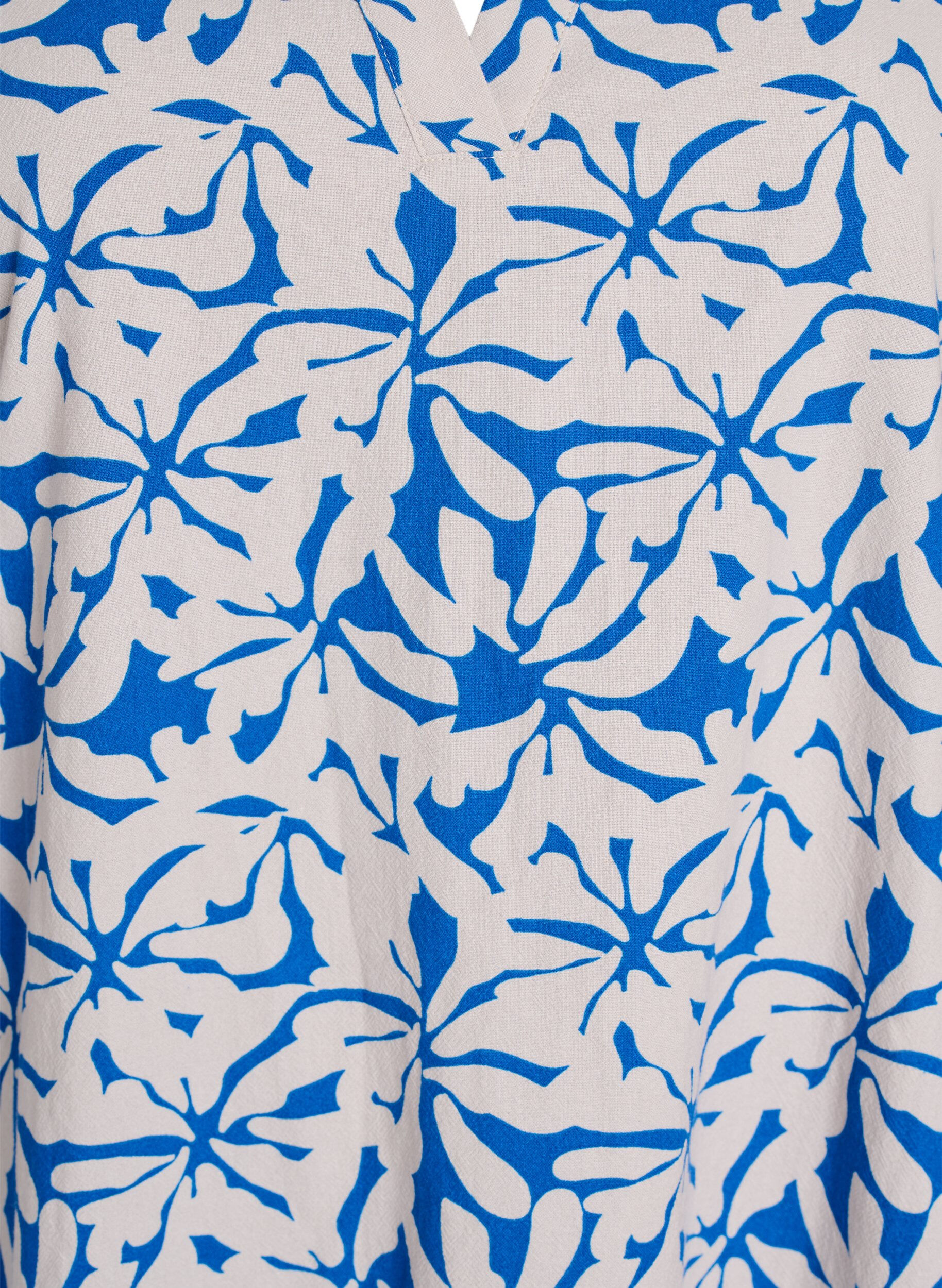 Zizzi Tunic met V-hals en ruchesdetails, Blauw, Packshot image number 2