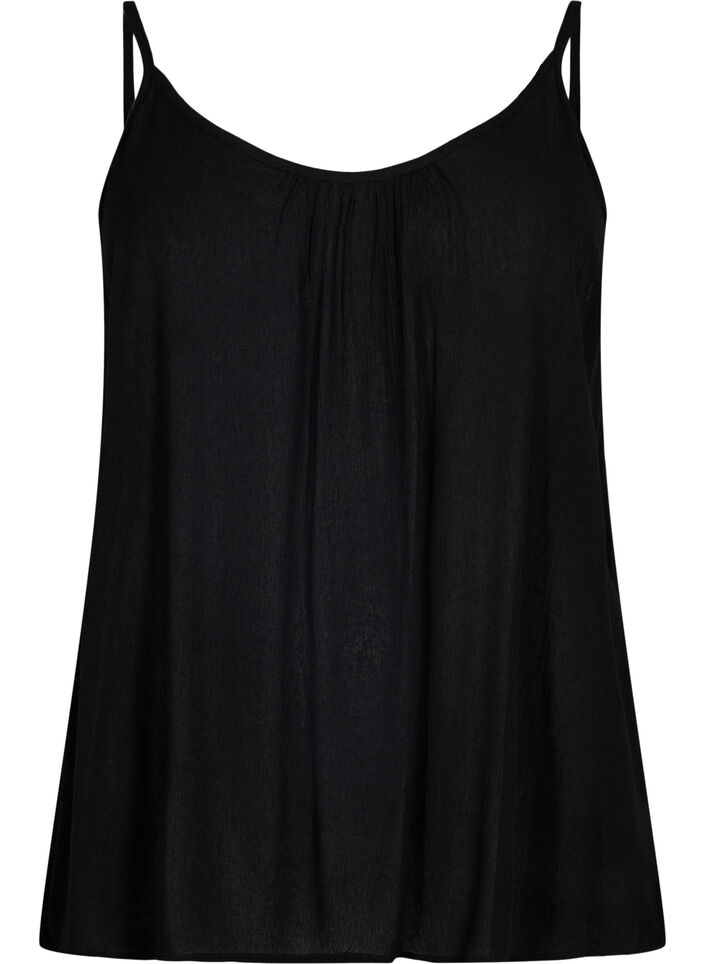 Strap top in viscose, Zwart, Packshot image number 0