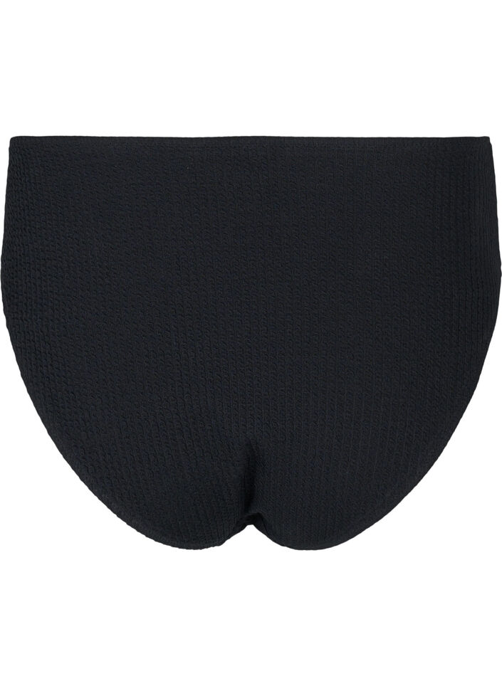 Bikinibroekje met hoge taille en cr&ecirc;pe structuur, Black, Packshot image number 1
