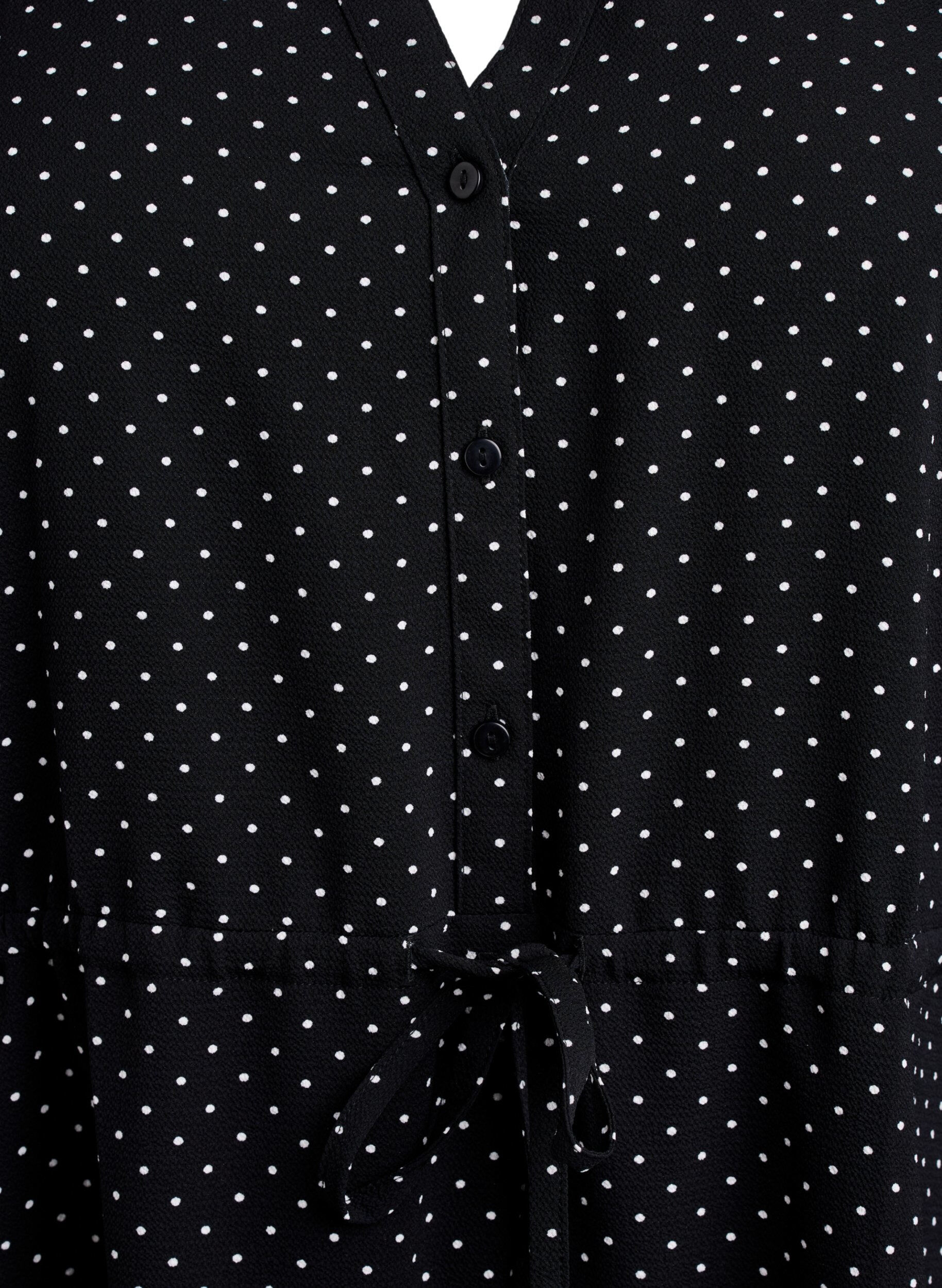 Zizzi Knielange jurk met strikceintuur, Zwart, Packshot image number 2