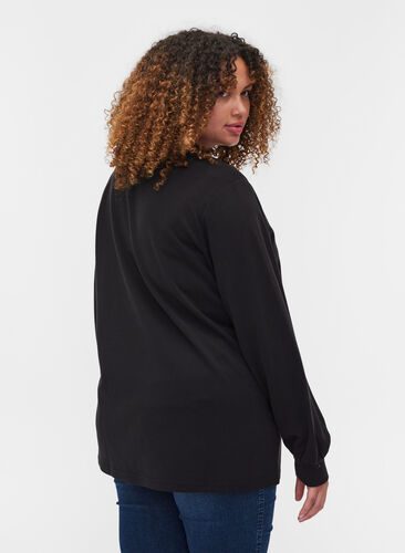 Sweatshirt met ronde hals en lange mouwen, Black, Model image number 1