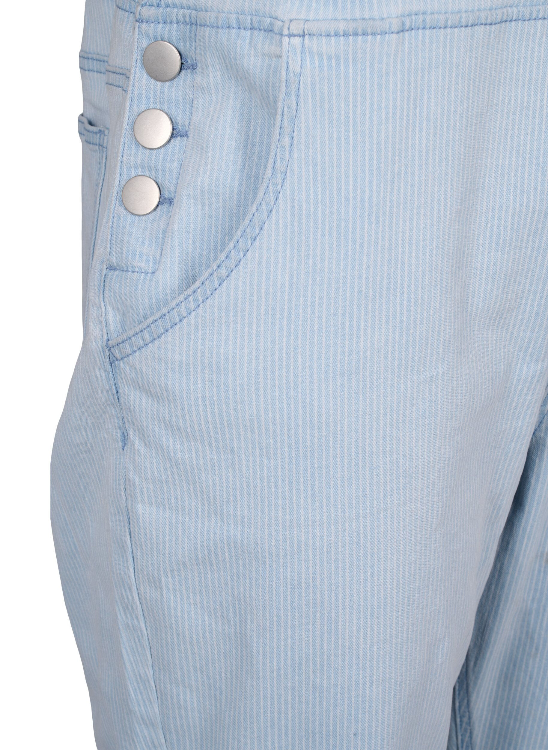 Zizzi Gestreepte denim overall, L. Blue Denim Stripe, Packshot image number 3