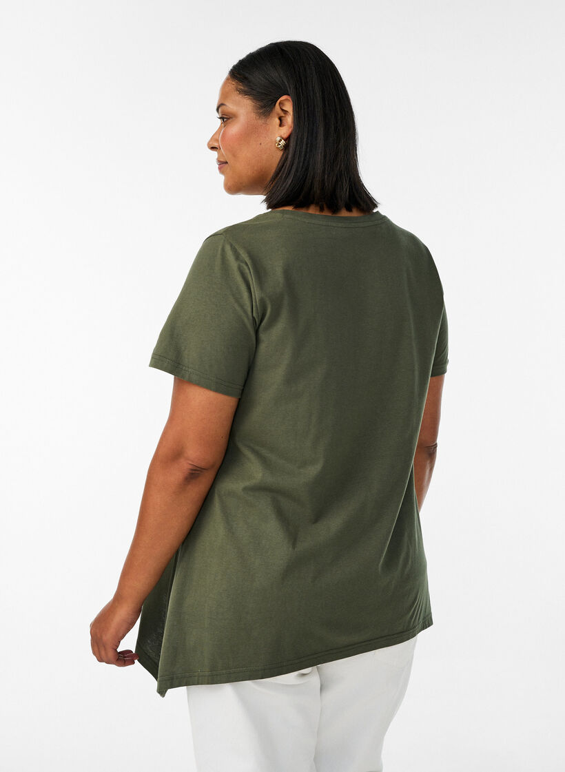 T-shirt met ronde hals en A-lijn vorm, Groen, Model image number 2