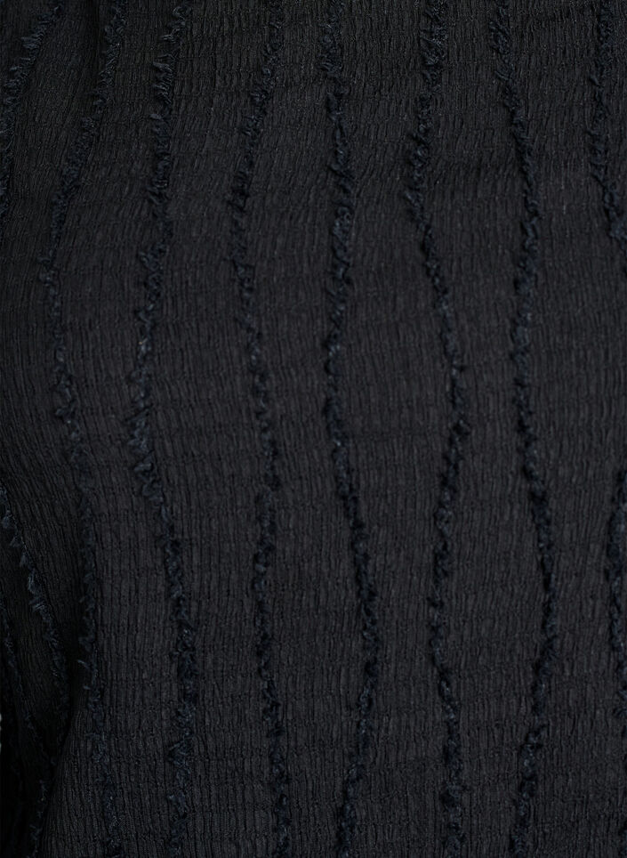 Jersey blouse met een golvende textuur, Zwart, Packshot image number 2