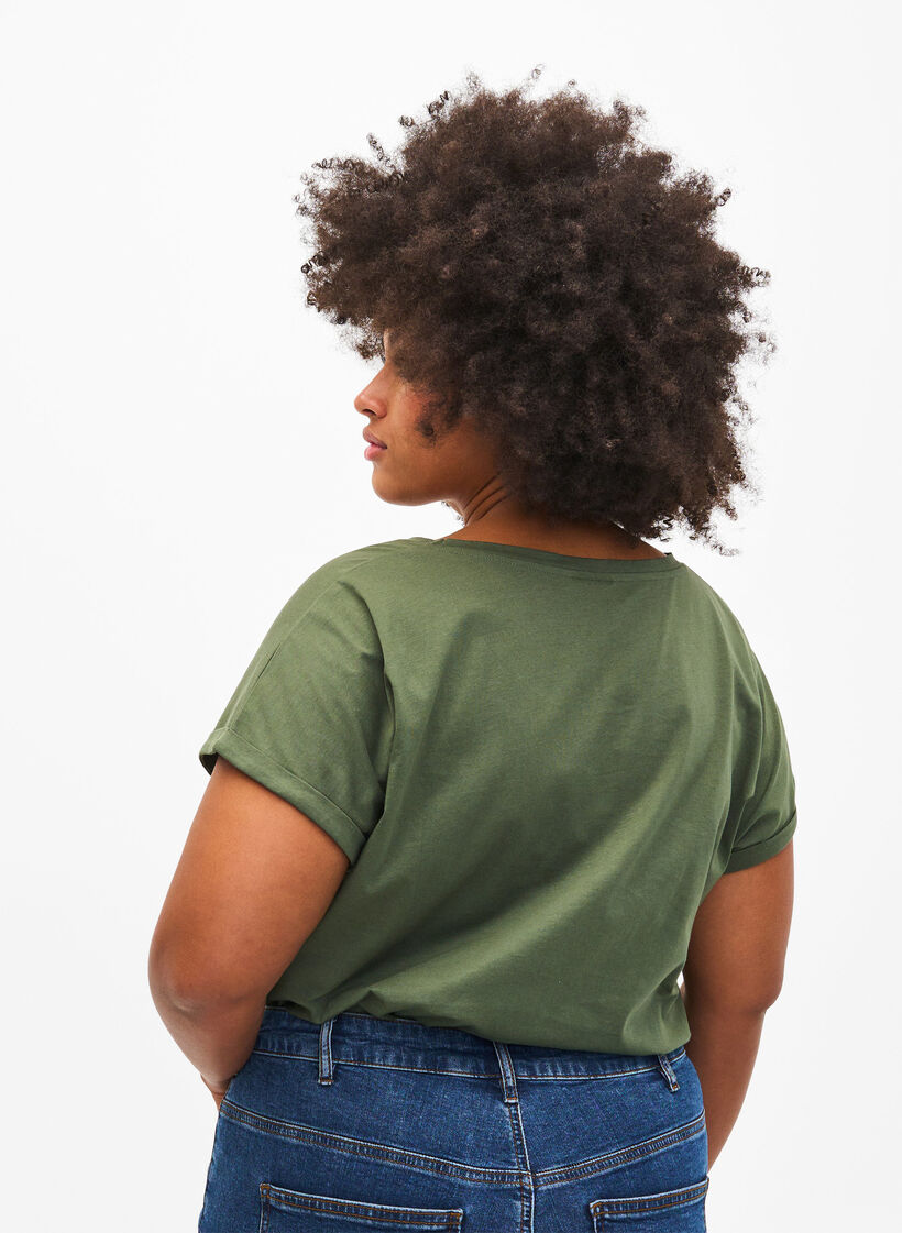 T-shirt van biologisch katoen met gouden opdruk, Thyme W. Free, Model image number 1