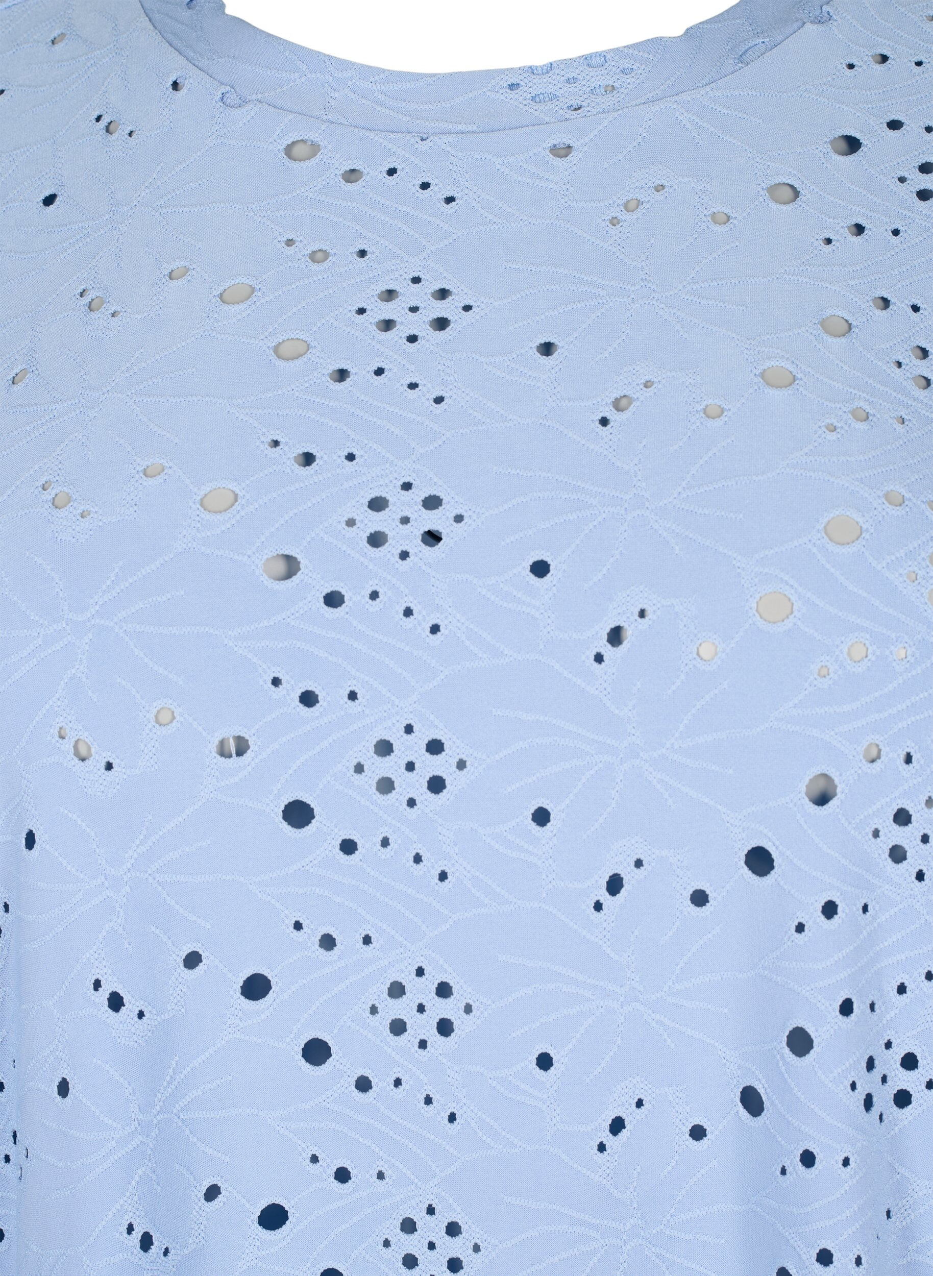 Zizzi Blouse met lange mouwen en gaatjespatroon, Serenity, Packshot image number 2