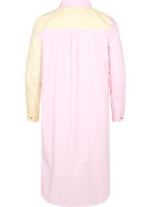 Lang katoenen overhemd met color-block, Popcorn/Pink, Packshot image number 1