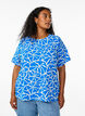 Blouse met korte mouwen en ronde hals, Blauw, Model image number 0