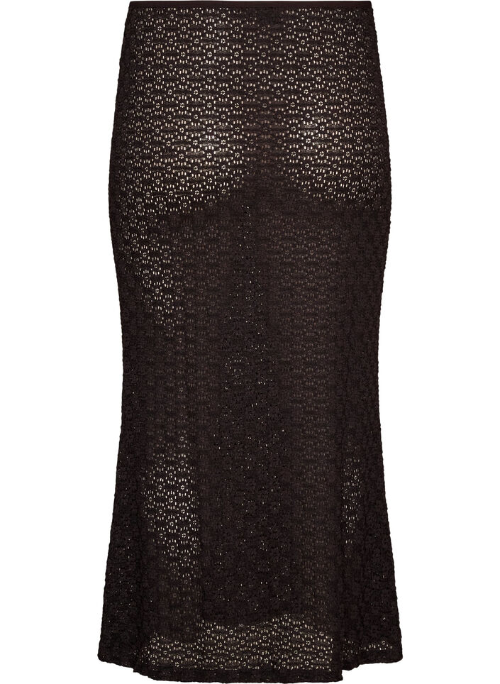 Maxirok met ajourpatroon, Zwart, Packshot image number 1