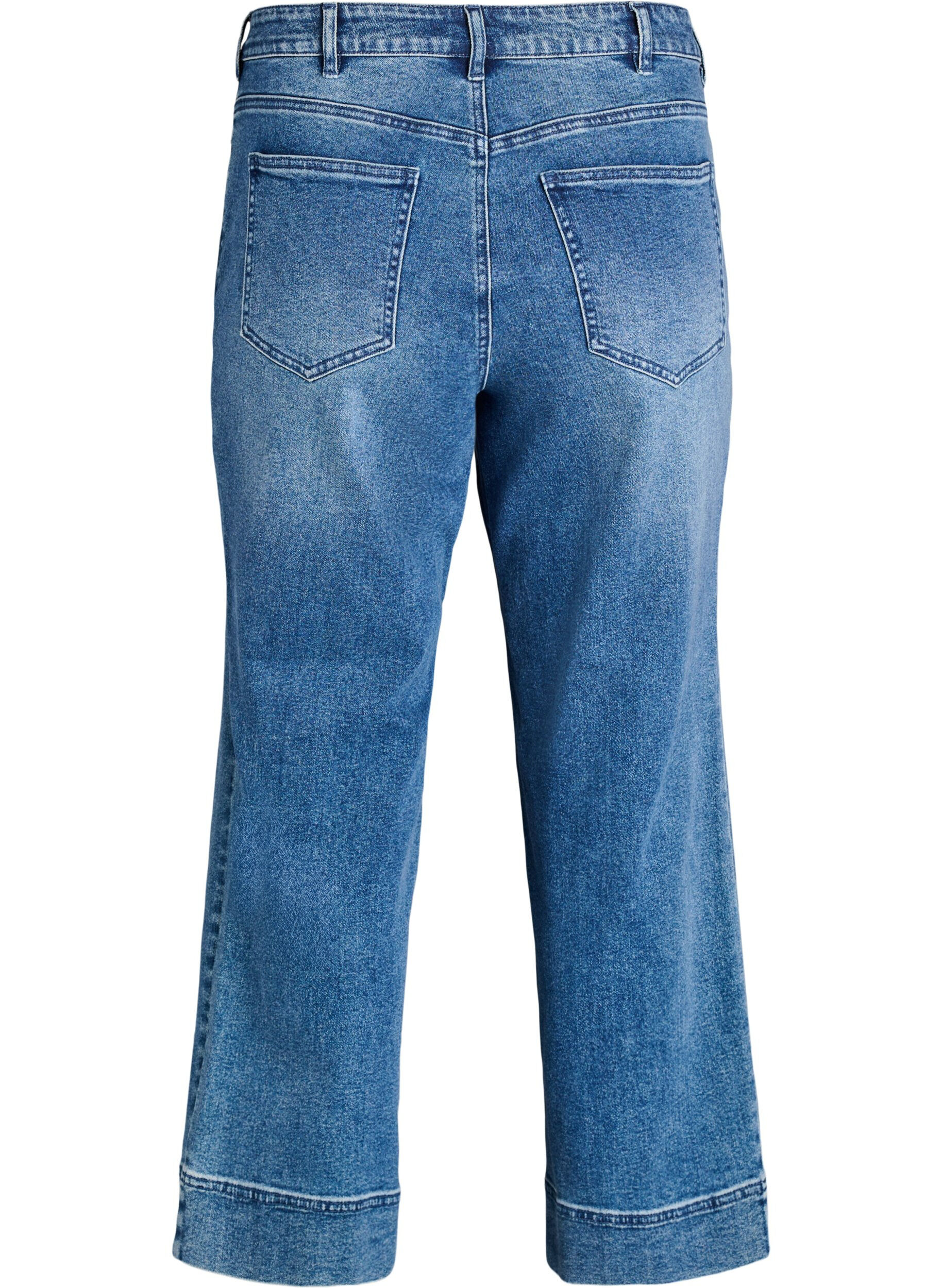 Zizzi Straight-fit jeans met opvallende stiksels, Blauw, Packshot image number 1