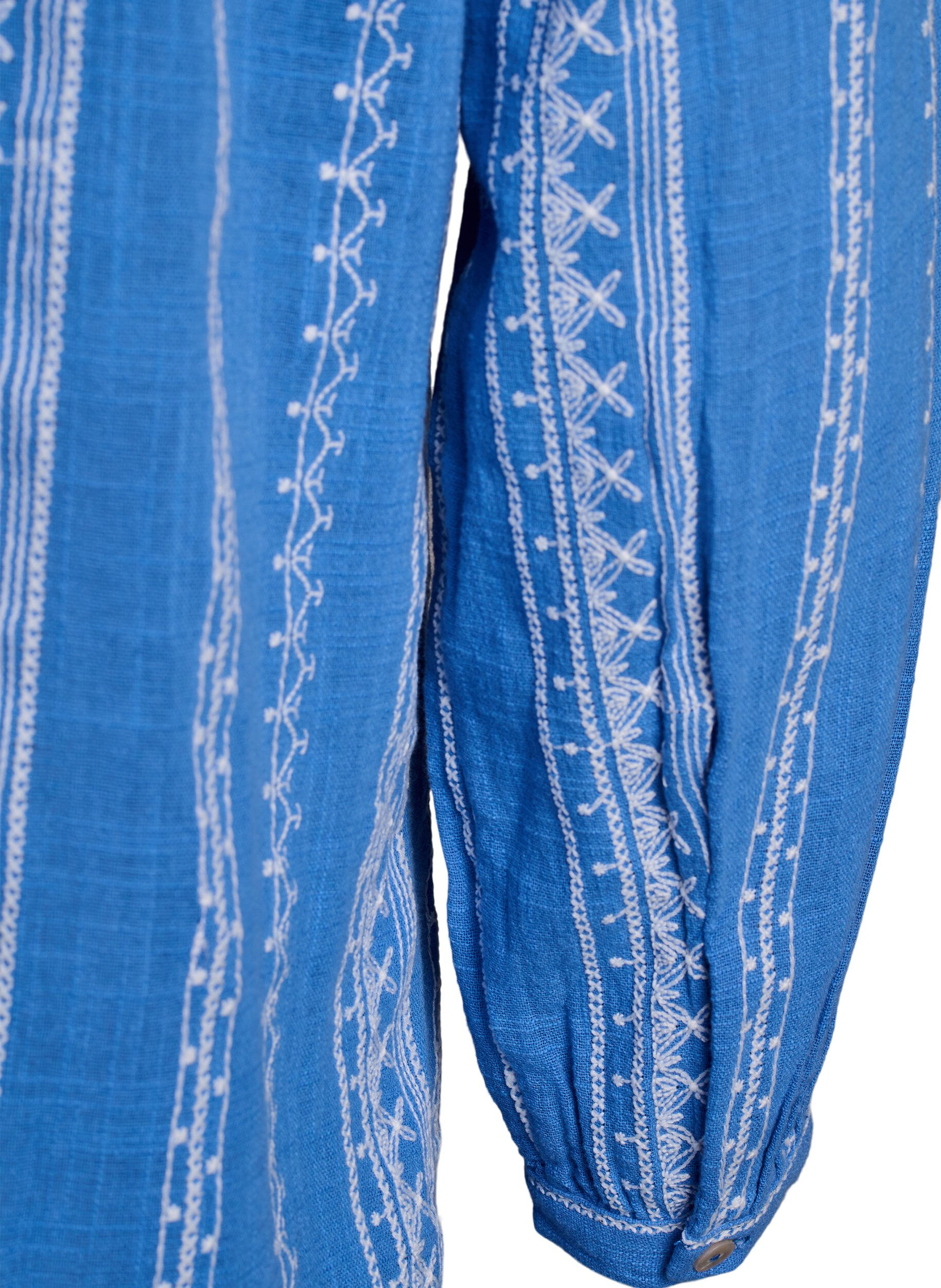 Zizzi Tunic met geborduurd patroon, Blauw, Packshot image number 3
