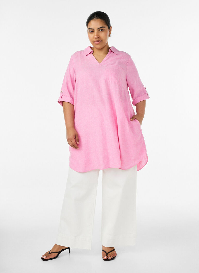 Tuniek van linnen en viscose met A-vorm, 2169, Model image number 1