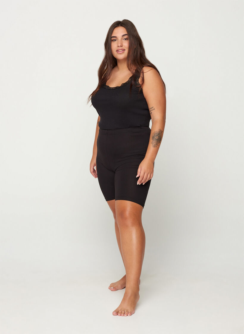 Effen basic fietsbroek, Zwart, Model image number 1