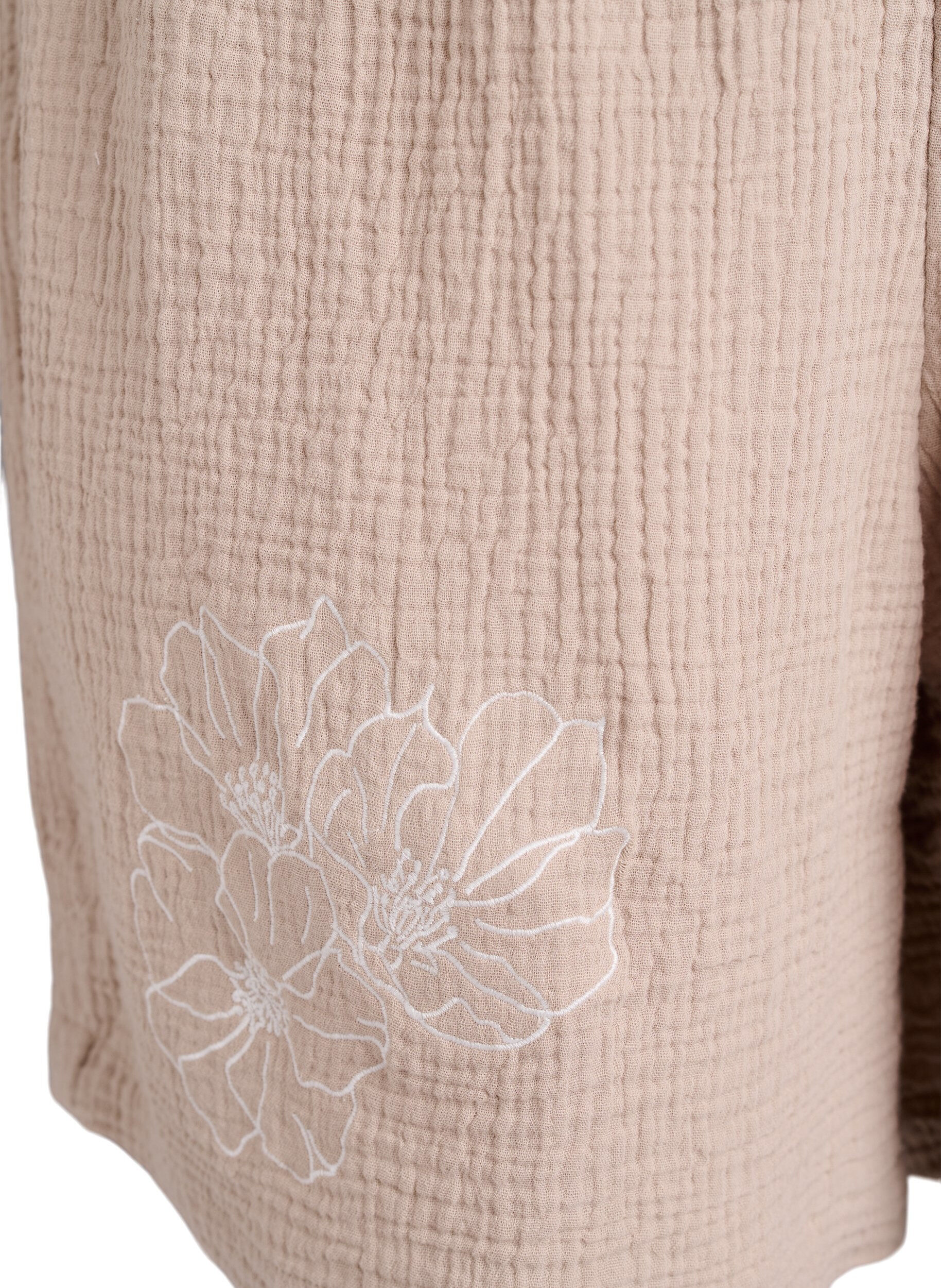 Zizzi High-waisted mousseline katoen shorts, Beige, Packshot image number 3