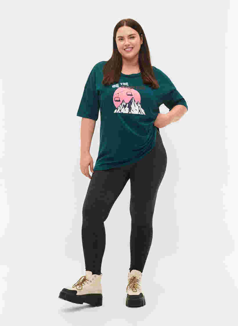 Katoenen t-shirt met opdruk, Deep Teal/Sea Pink, Model image number 2