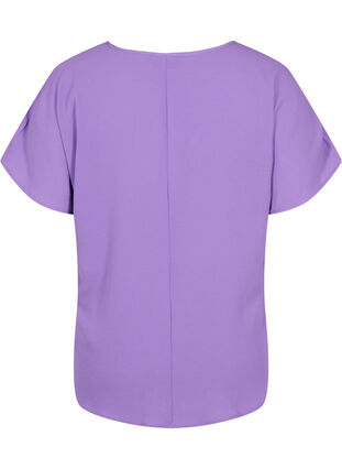 Blouse met korte mouwen en een ronde halslijn, Deep Lavender, Packshot image number 1